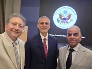 محسن الحميد يبحث مع مسؤول البعثة الاقتصادية بالسفارة الاميركية تعزيز تواجد الشركات العالمية في العراق