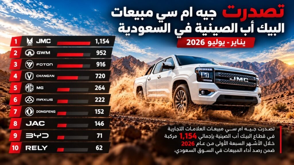 JMC Ranks First in Chinese Pickup Truck Sales in Saudi Arabia in 2026